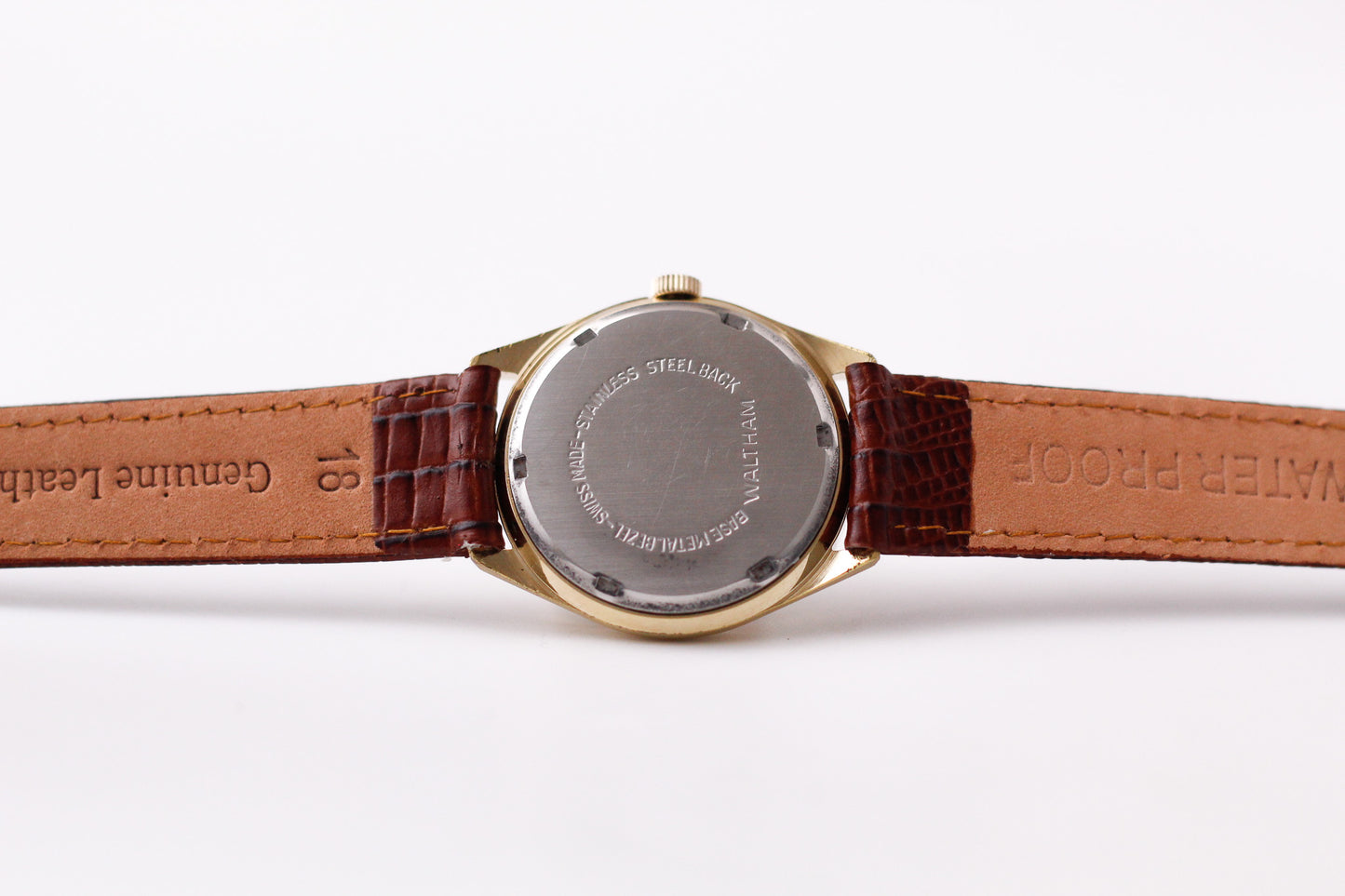 [Serviced] 1970s Waltham Mechanical Silver Sunburst Dial Men's Wrist-Watch