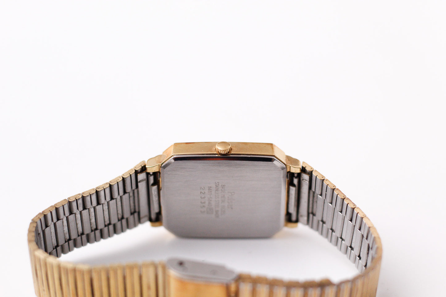 1992 Pulsar Quartz Champagne Sunburst Dial Men's Wrist-Watch