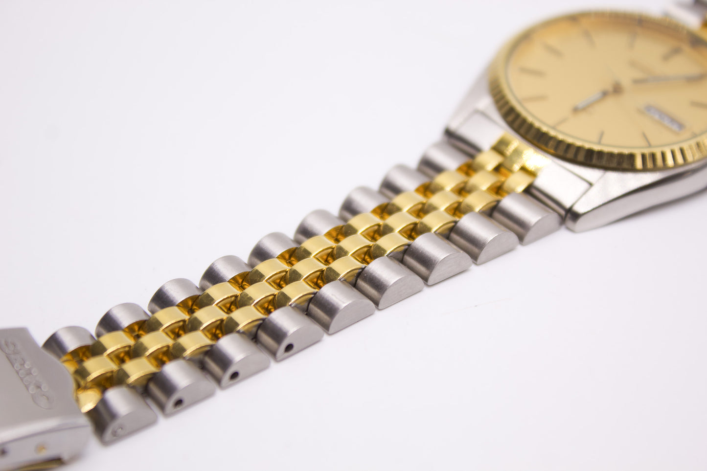 1989 Seiko SQ Rare 'Sample' Variant Golden Dial Two Tone Men's Wrist-Watch
