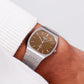 1975 Seiko Quartz Emblem Straight Grain Bronze Dial Men's Wrist-Watch