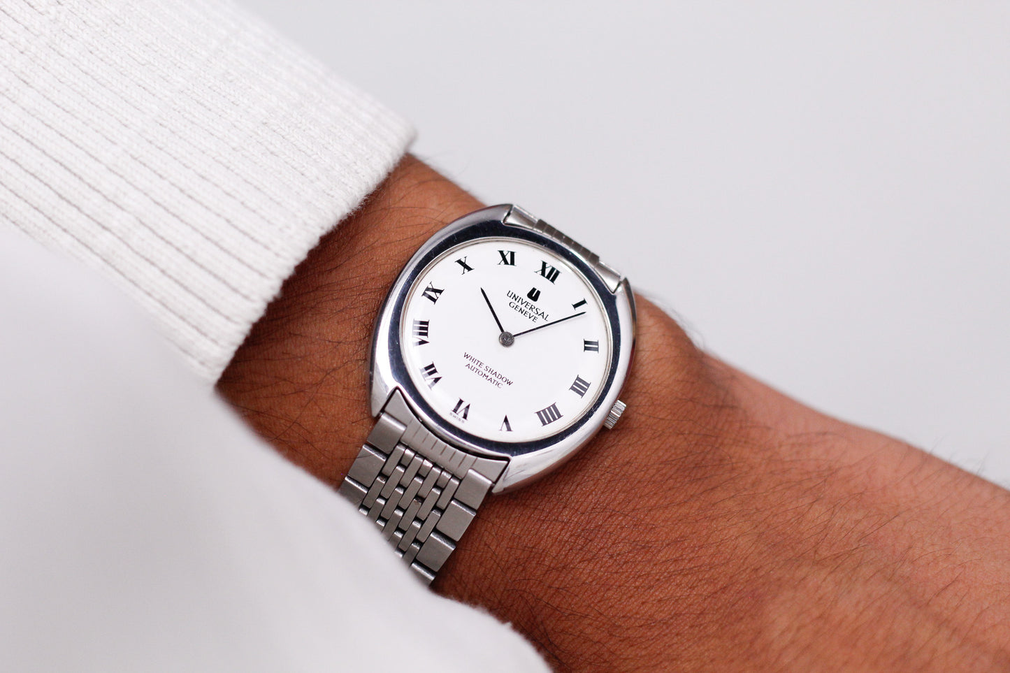 [Serviced] 1970s Universal Genève White Shadow Micro-Rotor Automatic Men's Wrist-Watch