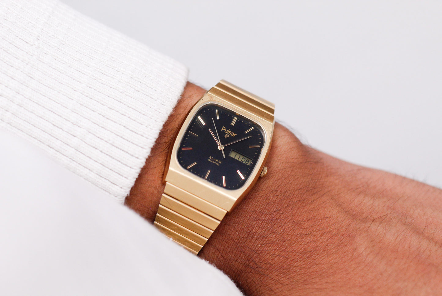 1986 Pulsar Quartz Ana-Digi Inky Black Dial Men's Wrist-Watch W/Tag