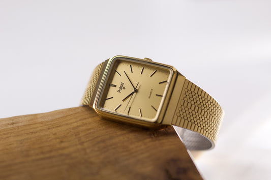 1994 Pulsar Quartz Golden Sunburst Dial Men's Wrist-Watch