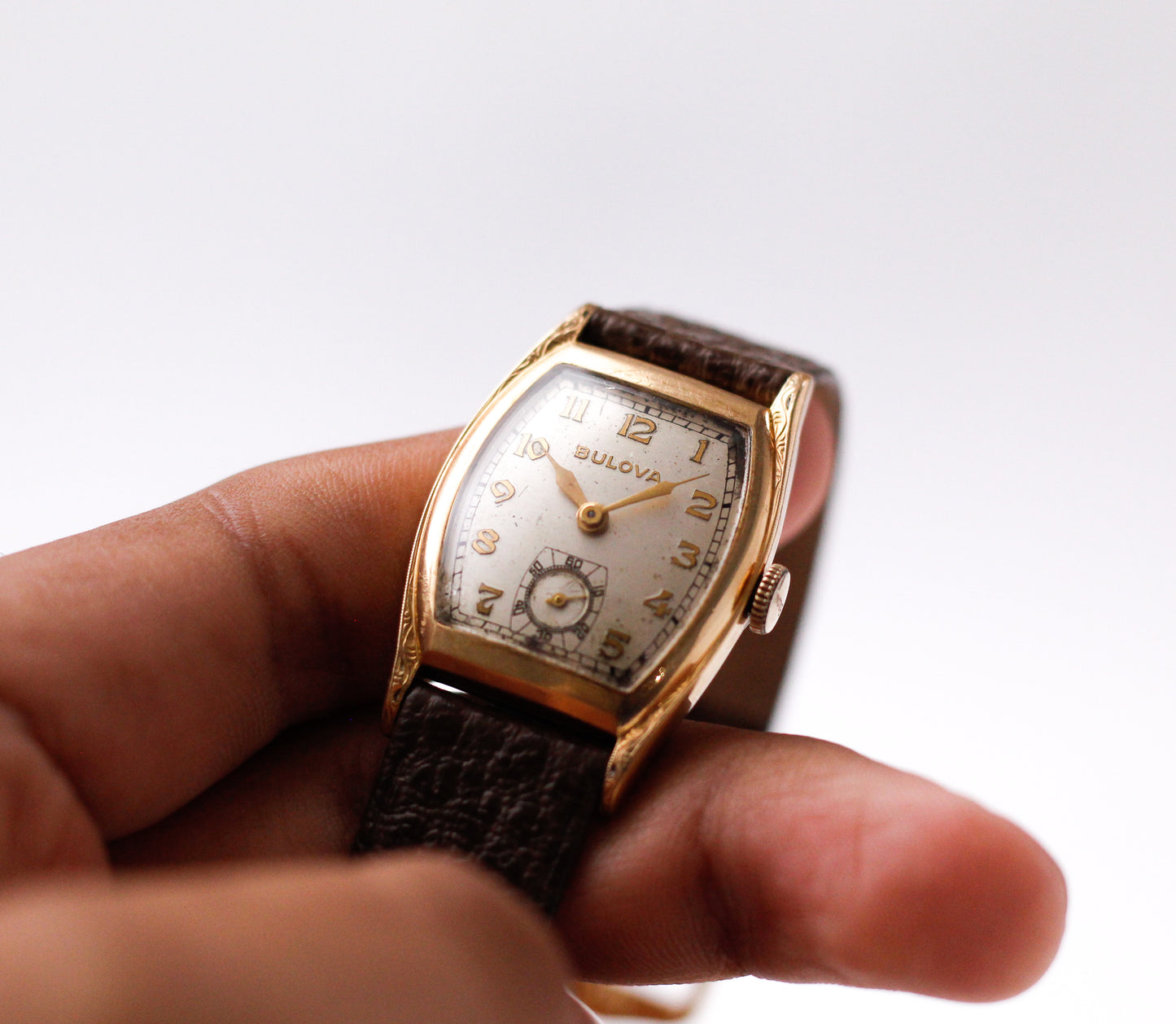 1940s Bulova Mechanical Art Deco Dial Men's Wrist-Watch
