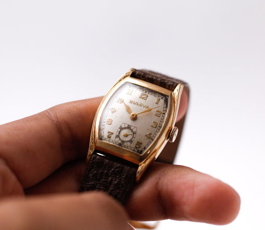 1940s Bulova Mechanical Art Deco Dial Men's Wrist-Watch