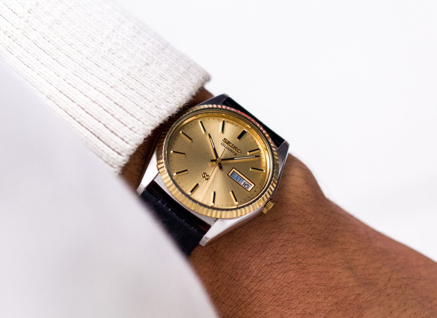 1985 Seiko SQ Baby Day-Date Men's Wrist-Watch