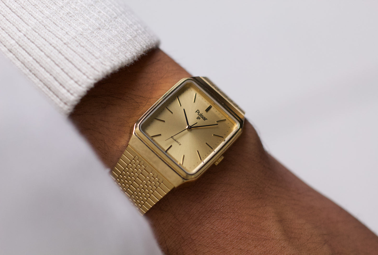 1994 Pulsar Quartz Golden Sunburst Dial Men's Wrist-Watch