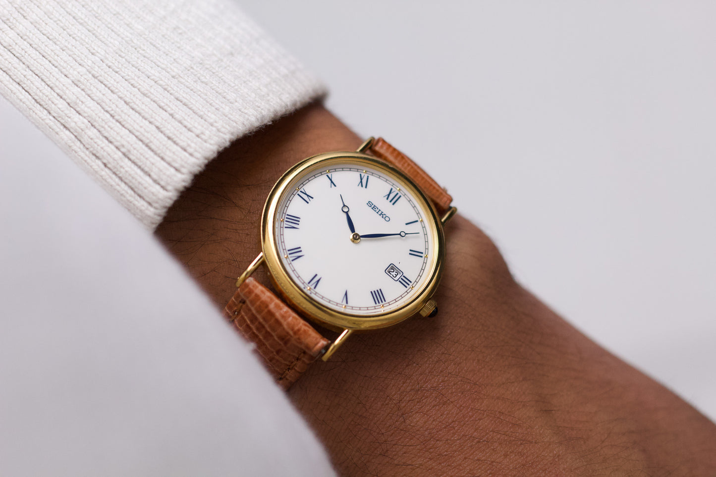 1995 Seiko Quartz Enamel Roman Dial Men's Wrist-Watch