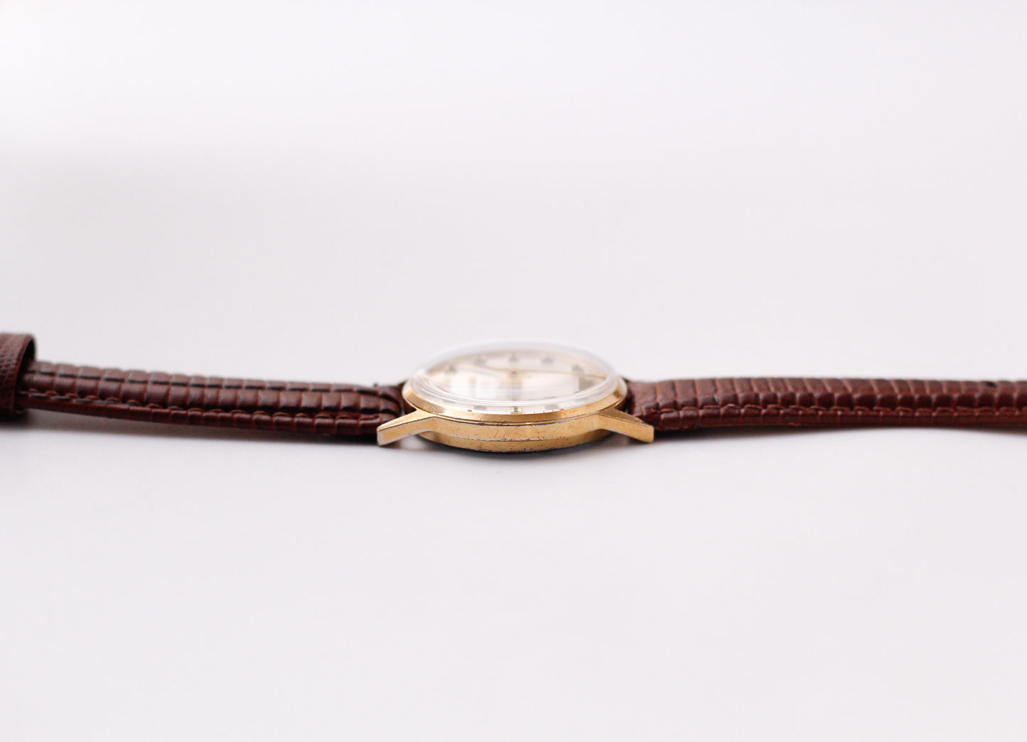 [Serviced] 1970s Elgin Mechanical Silver Sunburst Dial Men's Wrist-Watch