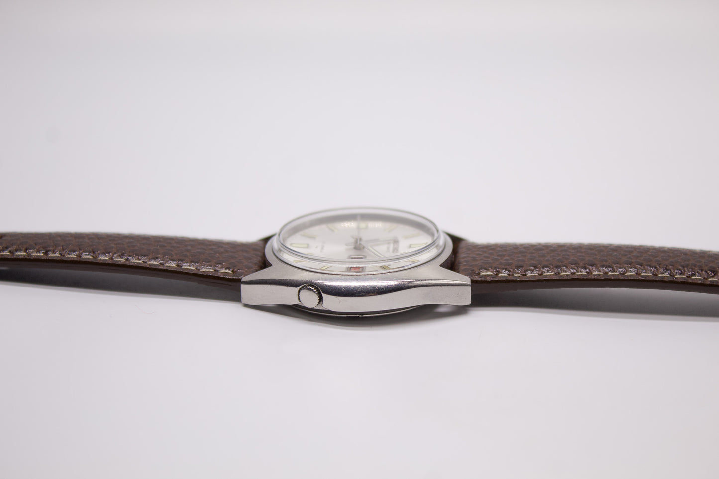 [Serviced] 1977 Seiko Automatic Silver Sunburst Dial Men's Wrist Watch