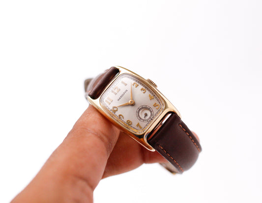 [Serviced] 1940s Hamilton 'Boulton' Radiant Silver Sunburst Dial Men's Wrist-Watch
