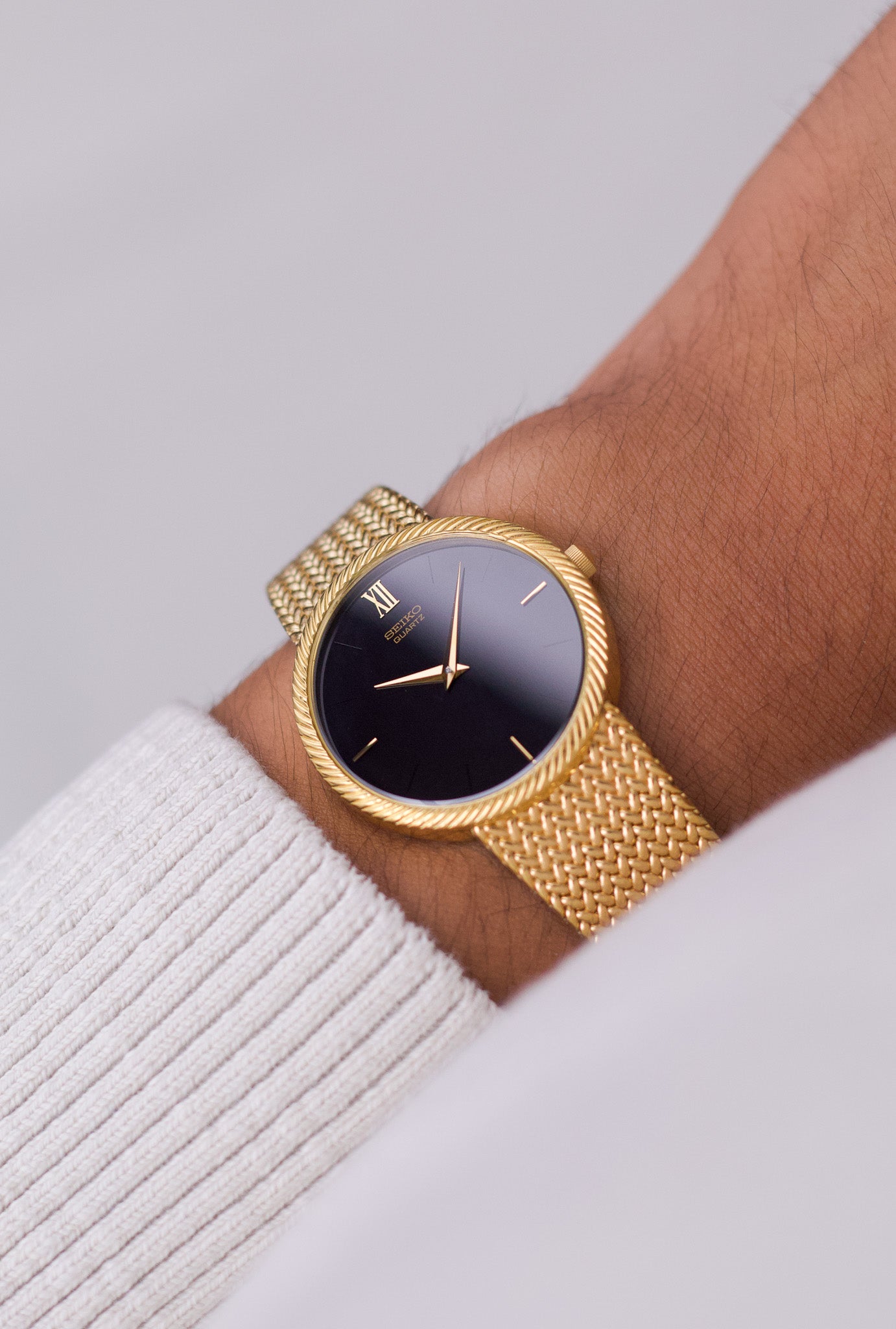 SEIKO記念時計、QUARTZ、CITIZEN JEWELS Near Mint] 1982 Seiko Quartz Inky Black Dial 'Medallion Case