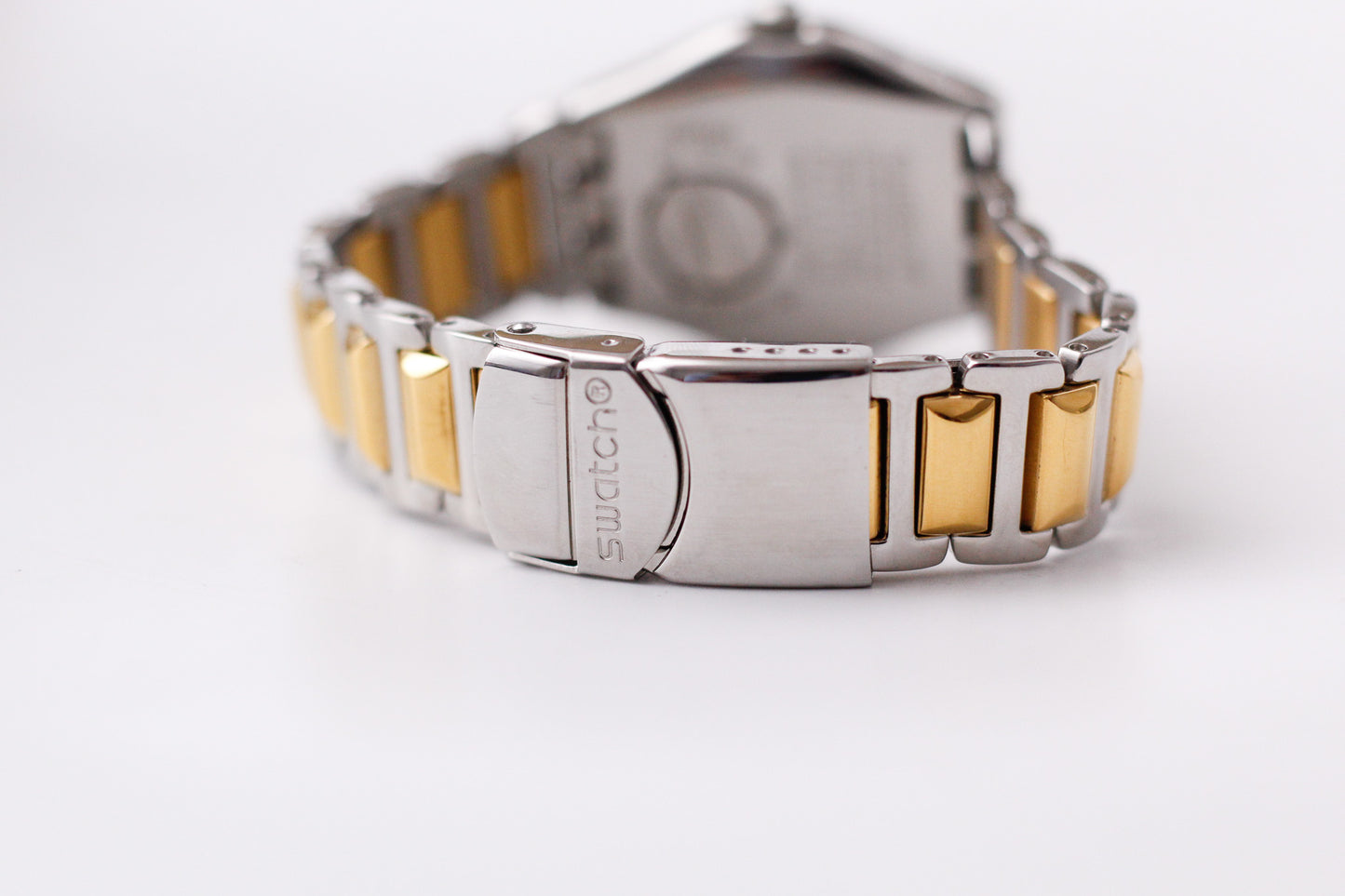 [Near Mint] 2000s Swatch Irony Silver Sunburst Dial Two Tone Case Men's Wrist-Watch