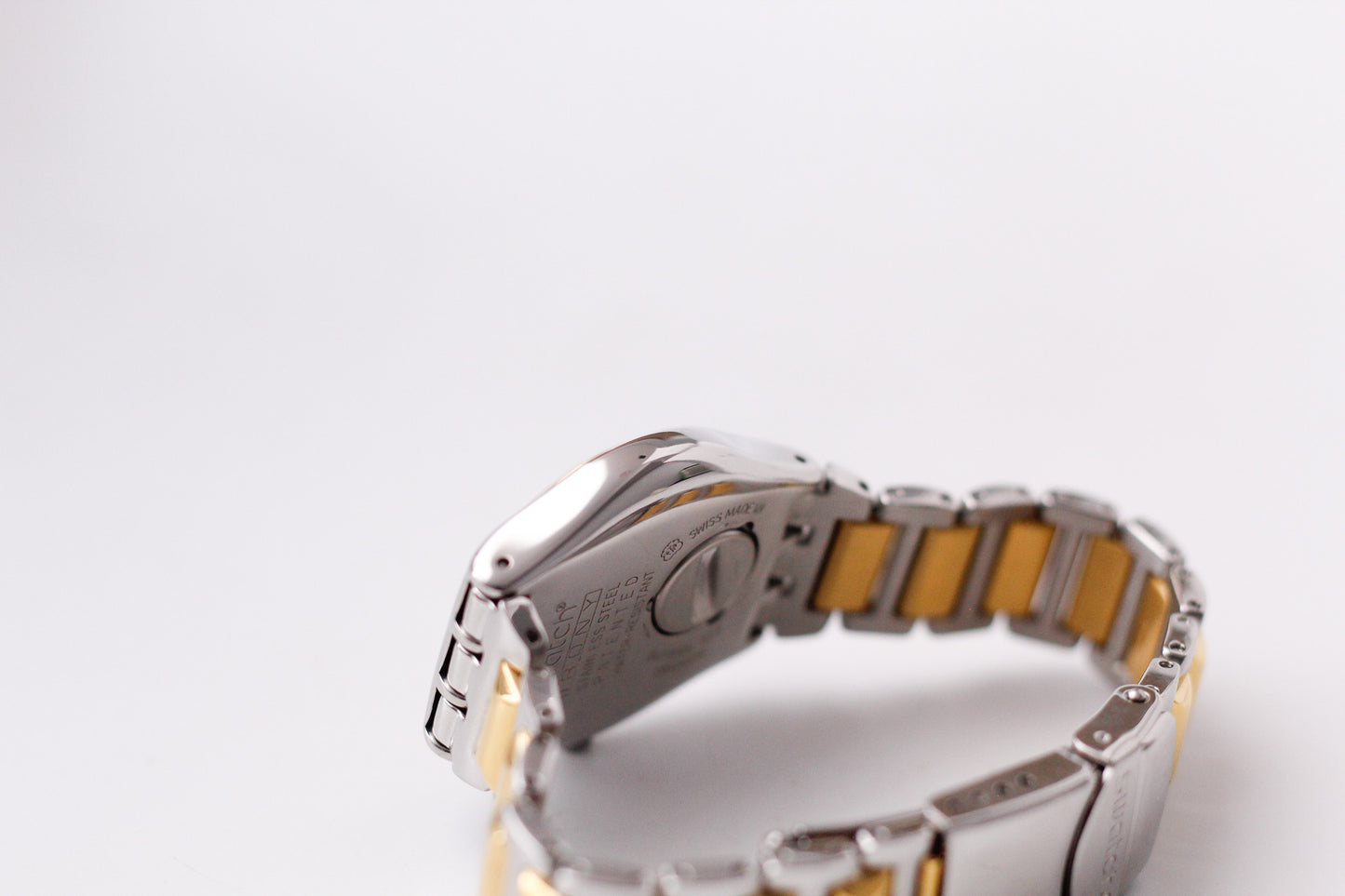 [Near Mint] 2000s Swatch Irony Silver Sunburst Dial Two Tone Case Men's Wrist-Watch