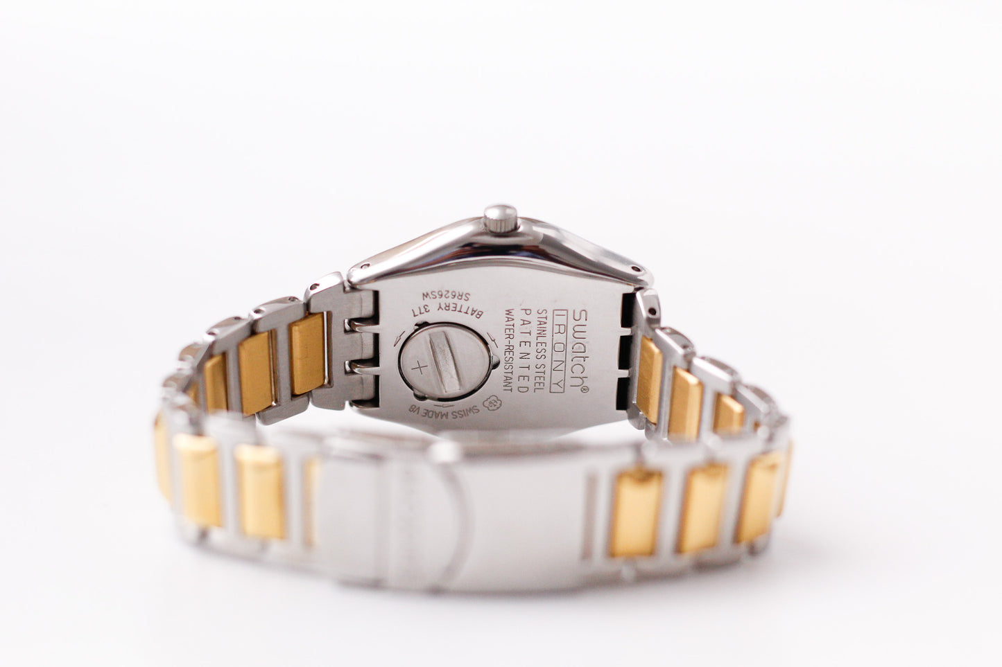 [Near Mint] 2000s Swatch Irony Silver Sunburst Dial Two Tone Case Men's Wrist-Watch
