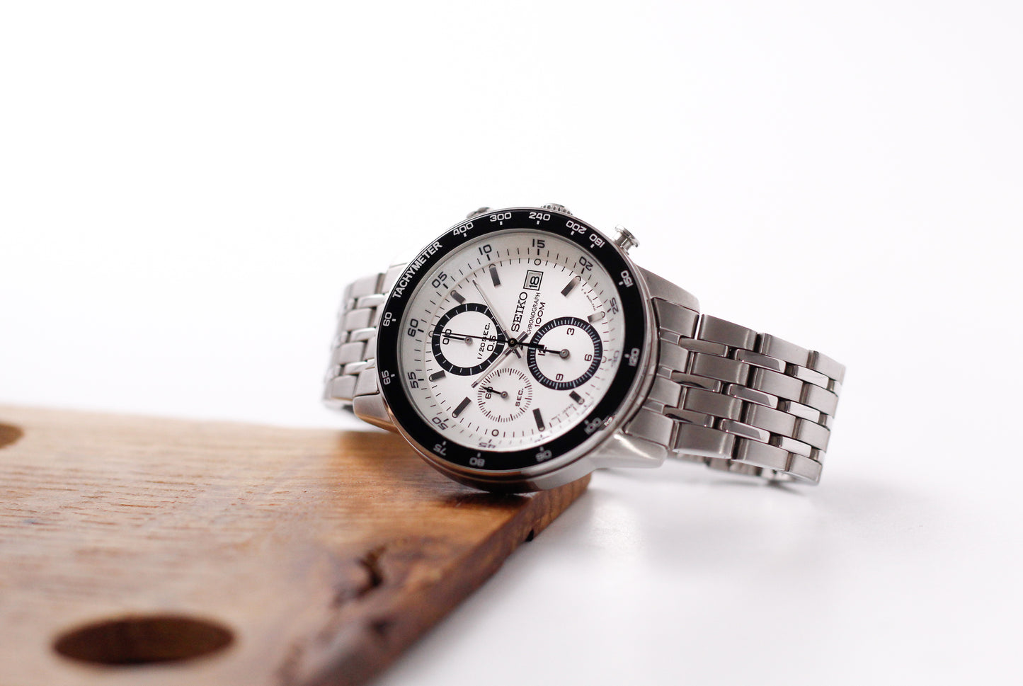 2007 Seiko Quartz Baby Panda Dial Chronograph Men's Wrist-Watch
