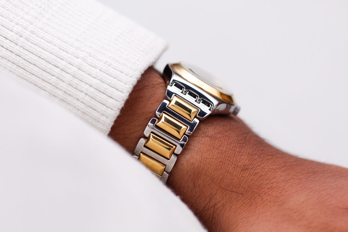 [Near Mint] 2000s Swatch Irony Silver Sunburst Dial Two Tone Case Men's Wrist-Watch