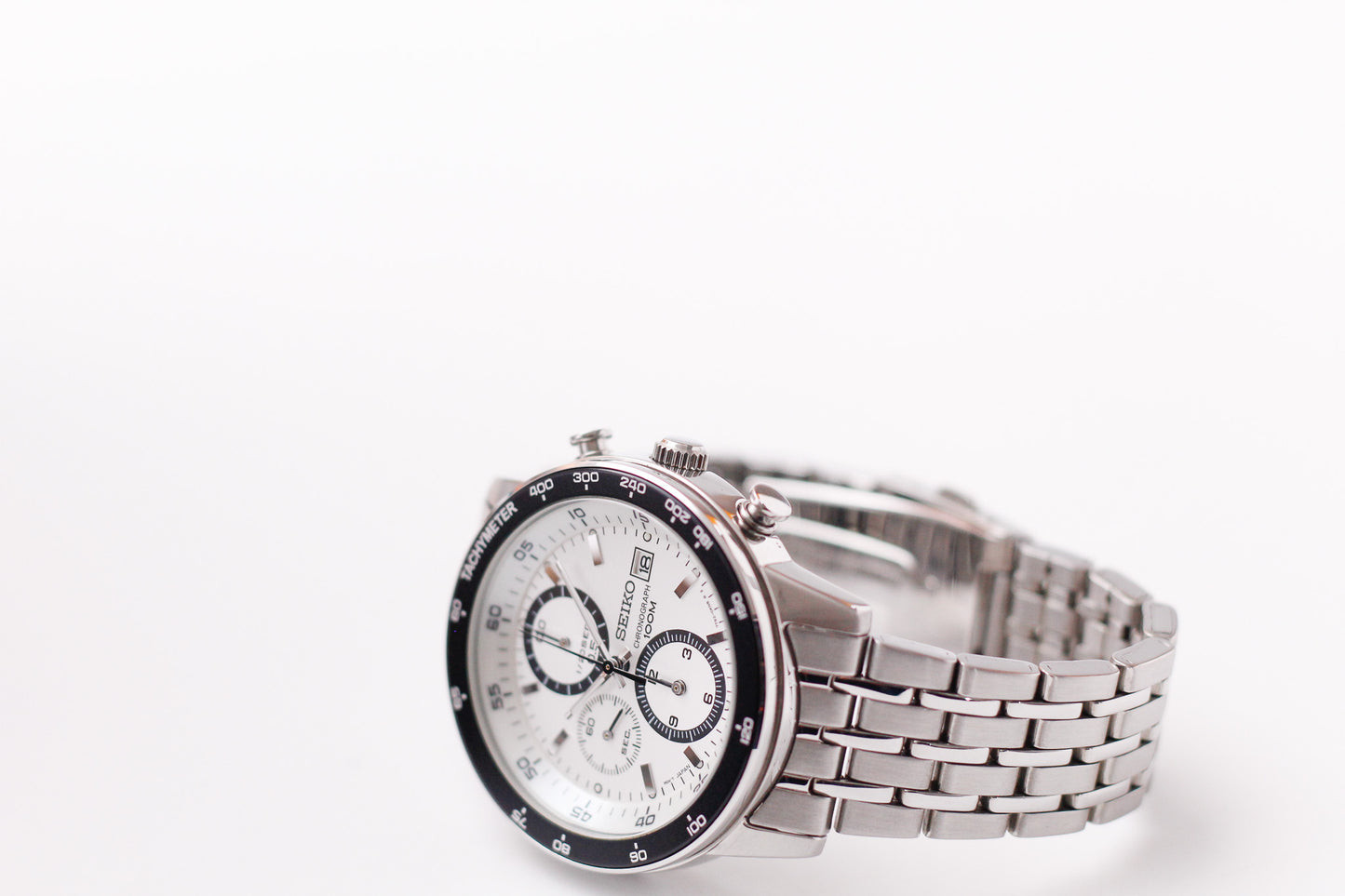 2007 Seiko Quartz Baby Panda Dial Chronograph Men's Wrist-Watch