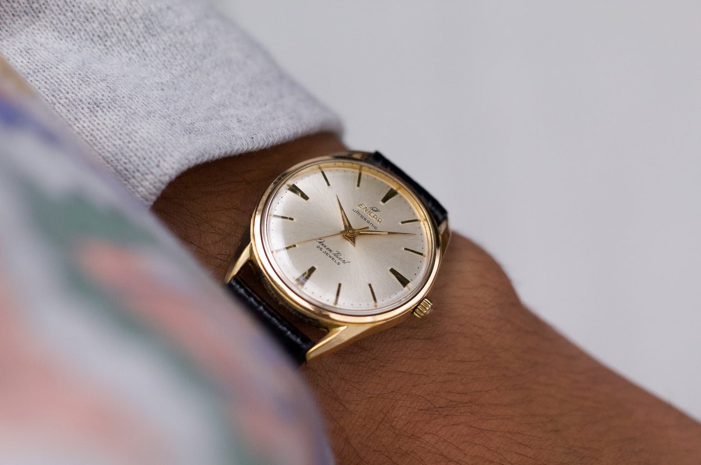 [Serviced] 1960s Enicar Ultrasonic Ocean Pearl Silver Sunburst Men's Wrist-Watch