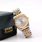 [Mint] 1990s Gruen Precision Quartz Silver Sunburst Dial Two Tone Case Men's Wrist-Watch W/Box & Papers