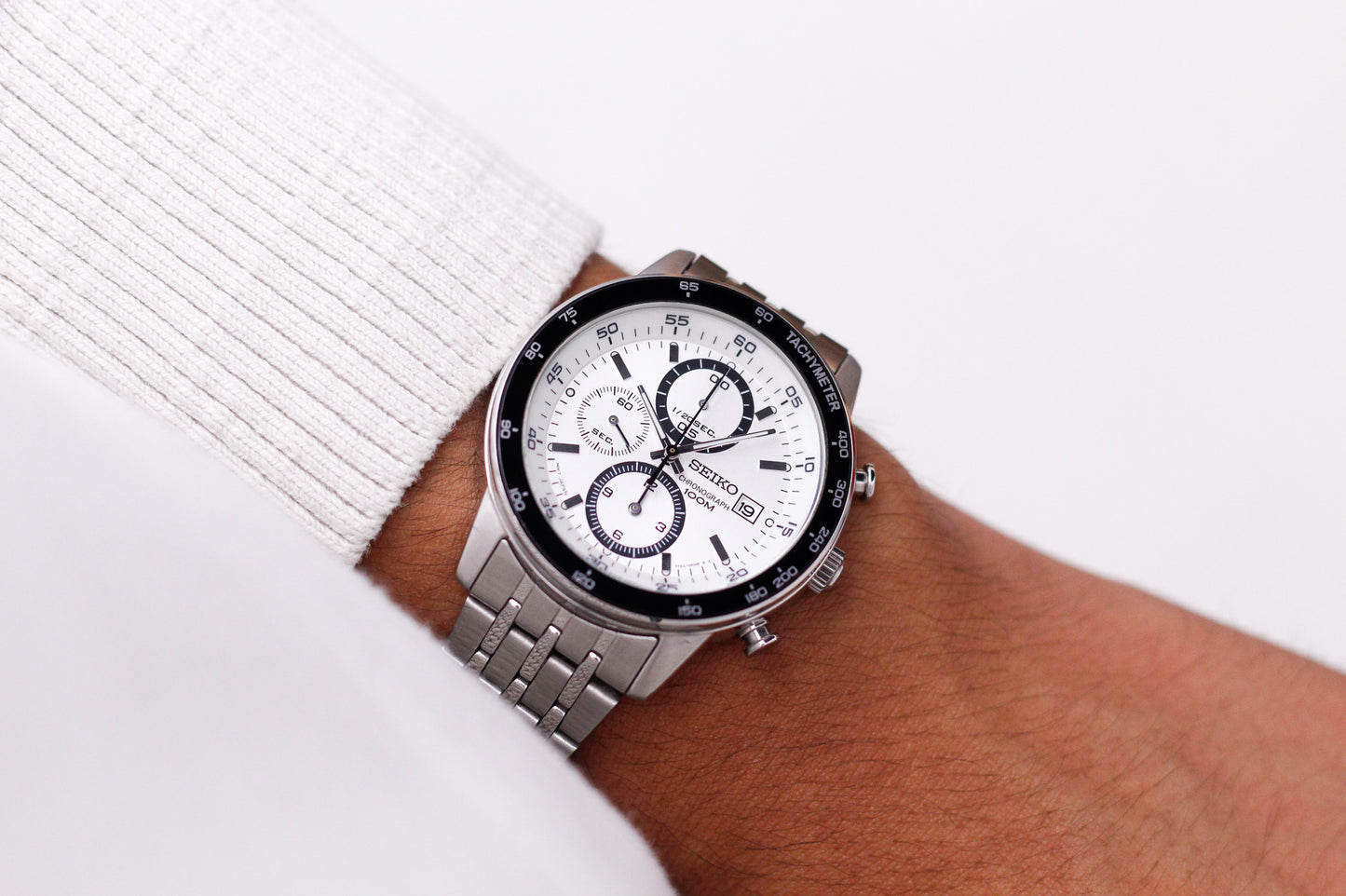 2007 Seiko Quartz Baby Panda Dial Chronograph Men's Wrist-Watch