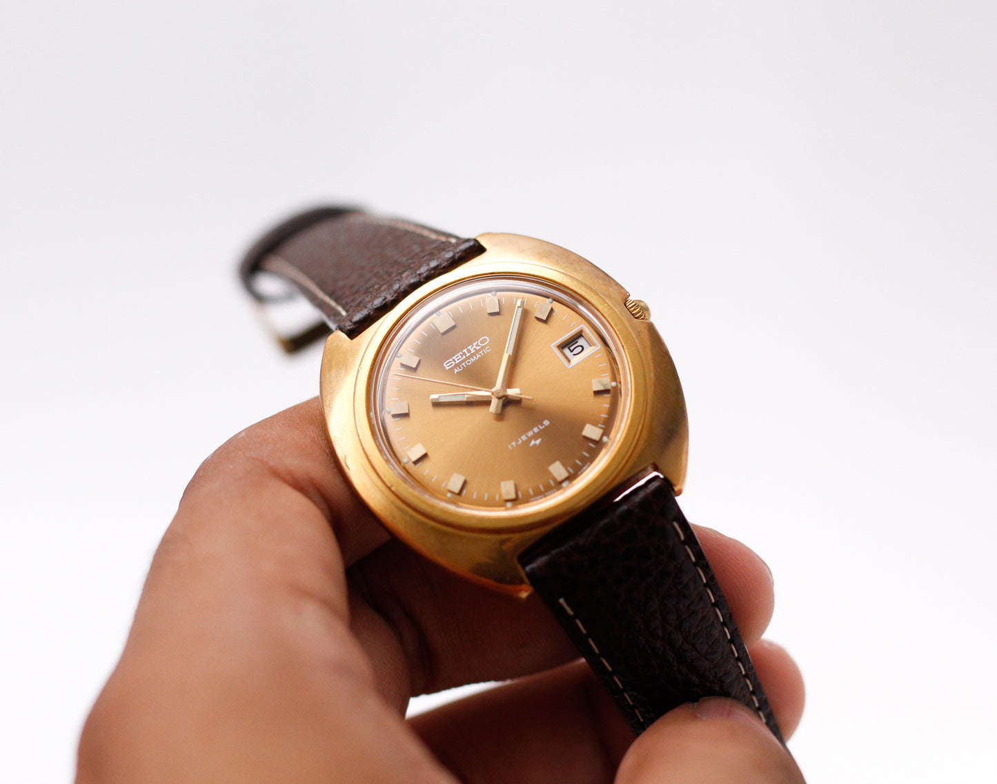 [Serviced] 1973 Seiko Automatic Golden Caramel Sunburst Dial Men's Wrist-Watch