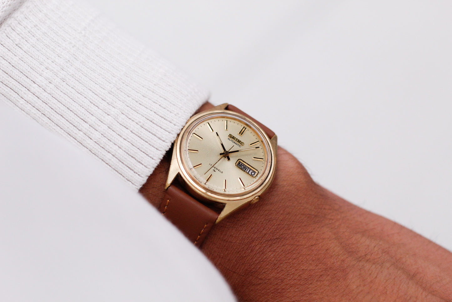 [Serviced] 1980 Seiko Automatic 'Freckled Golden Dial' Men's Wrist-Watch