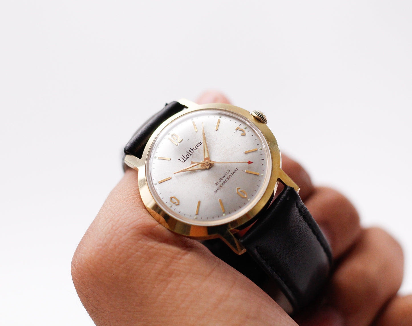 [Serviced] 1960s Waltham Mechanical Silver Sunburst Dial Men's Wrist-Watch