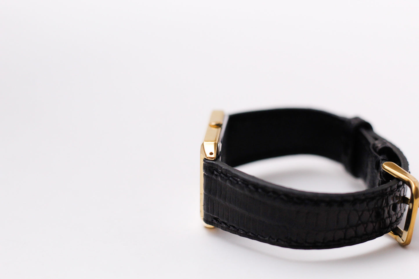 1990 Seiko Quartz Inky Black Dial Golden Tank Men's Wrist-Watch