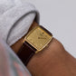 1985 Seiko Quartz Straight Grain Golden Dial Men's Wrist Watch