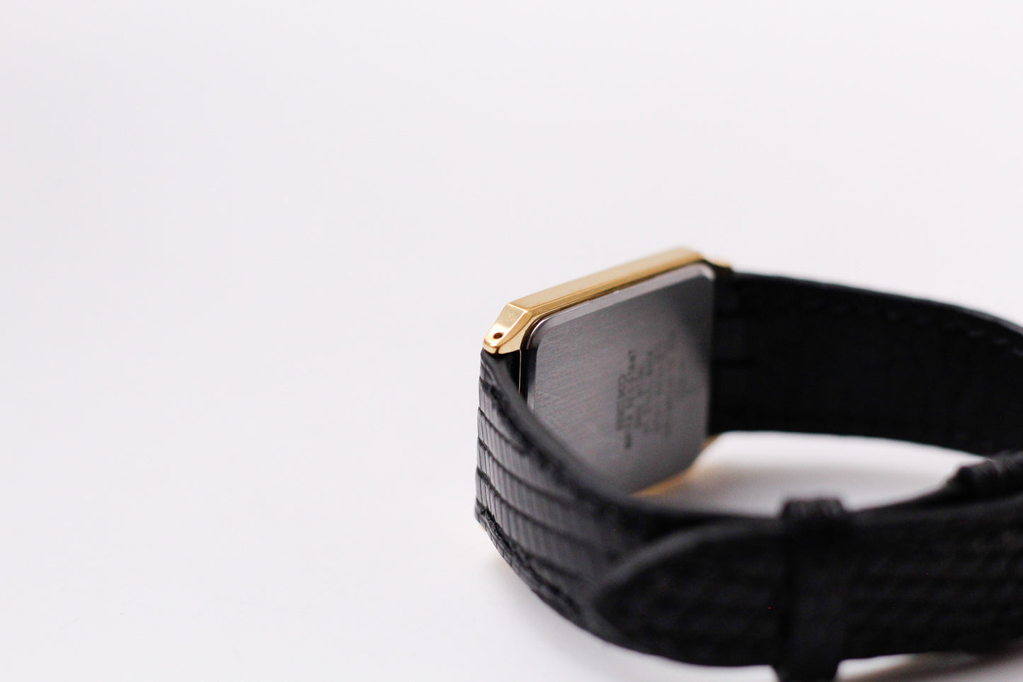 1990 Seiko Quartz Inky Black Dial Golden Tank Men's Wrist-Watch