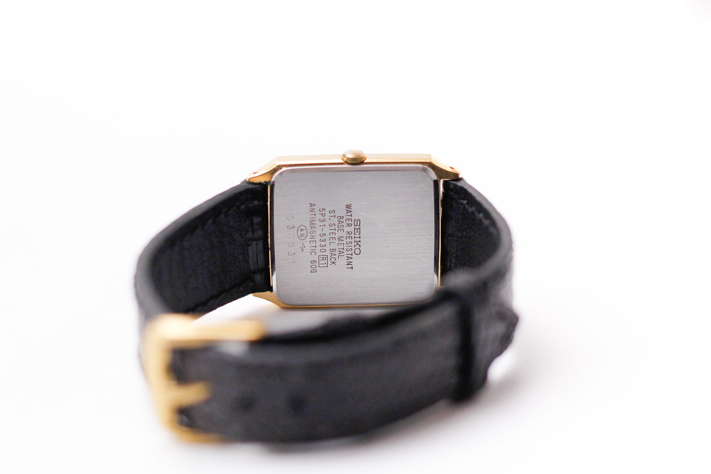 1990 Seiko Quartz Inky Black Dial Golden Tank Men's Wrist-Watch