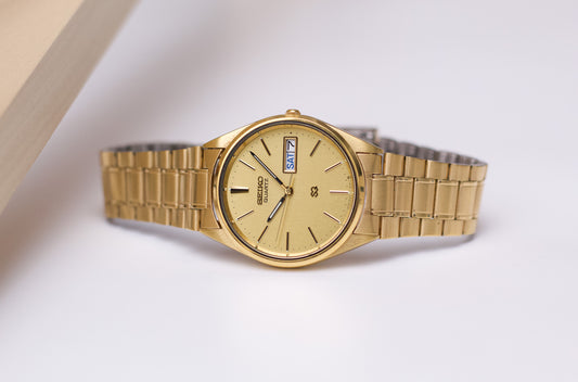 1985 Seiko SQ Quartz Brushed Golden Dial Men's Wrist-Watch