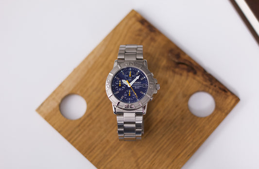 1999 Seiko Marine Blue Dial Chronograph Men's Wrist-Watch