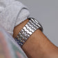 1988 Seiko Quartz Straight Grain Silver Dial Men's Wrist Watch