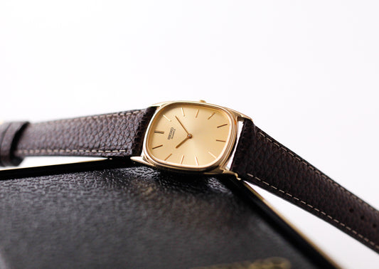 1983 Seiko Quartz 'Baby Ellipse' Golden Sunburst Dial Men's Wrist-Watch W/Box & Papers