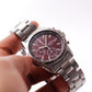 2001 Seiko Quartz Glossy Wine Red Dial Chronograph Men's Watch
