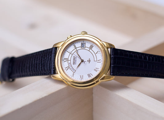 1999 Seiko Kinetic White Roman Dial Men's Wrist-Watch