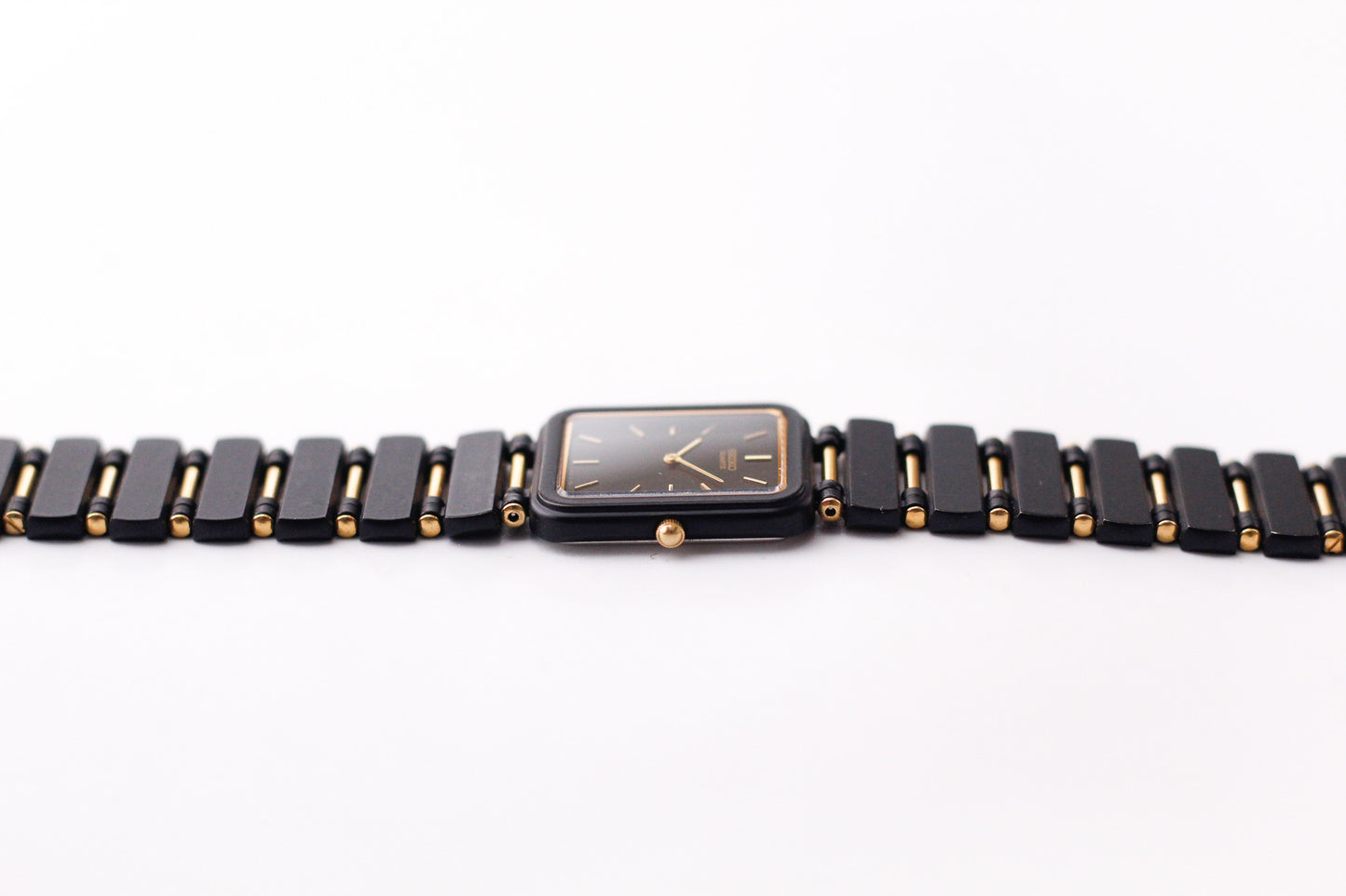 [Near Mint] 1985 Seiko Quartz Matte Black Dial Ladies' Two Tone Wrist-Watch