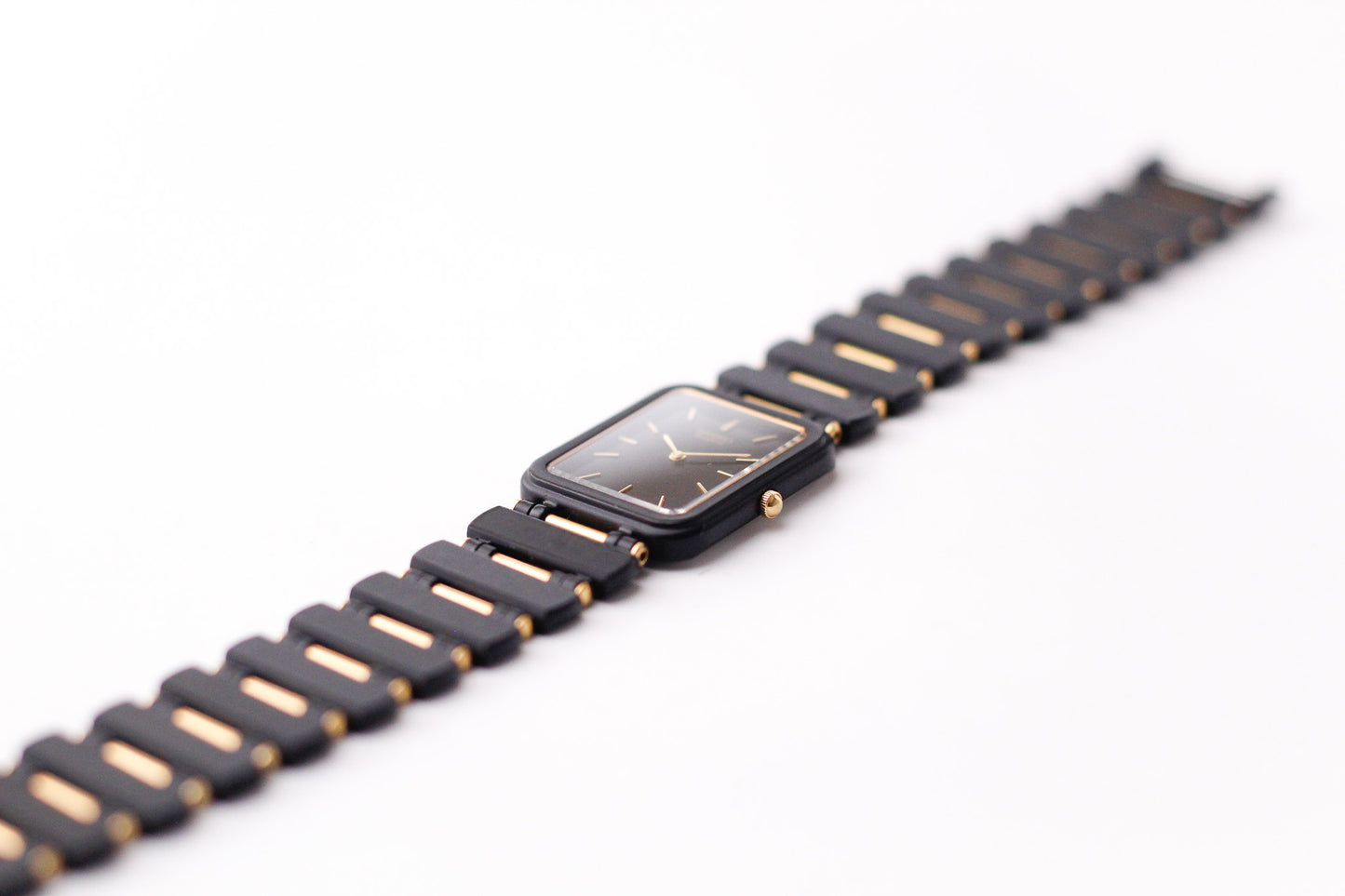 [Near Mint] 1985 Seiko Quartz Matte Black Dial Ladies' Two Tone Wrist-Watch