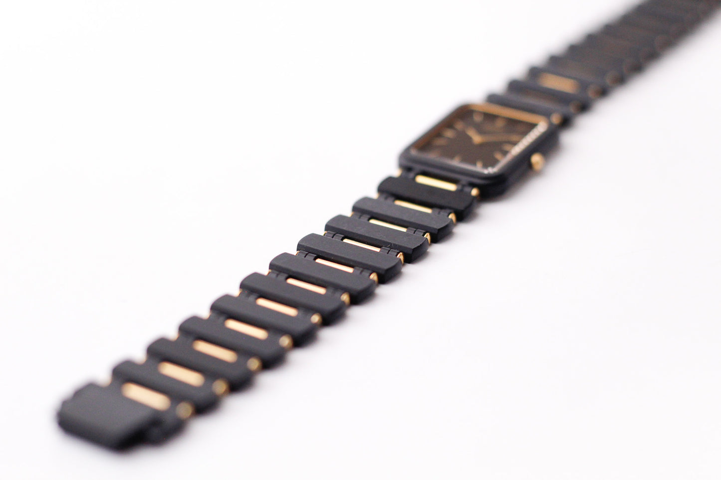 [Near Mint] 1985 Seiko Quartz Matte Black Dial Ladies' Two Tone Wrist-Watch