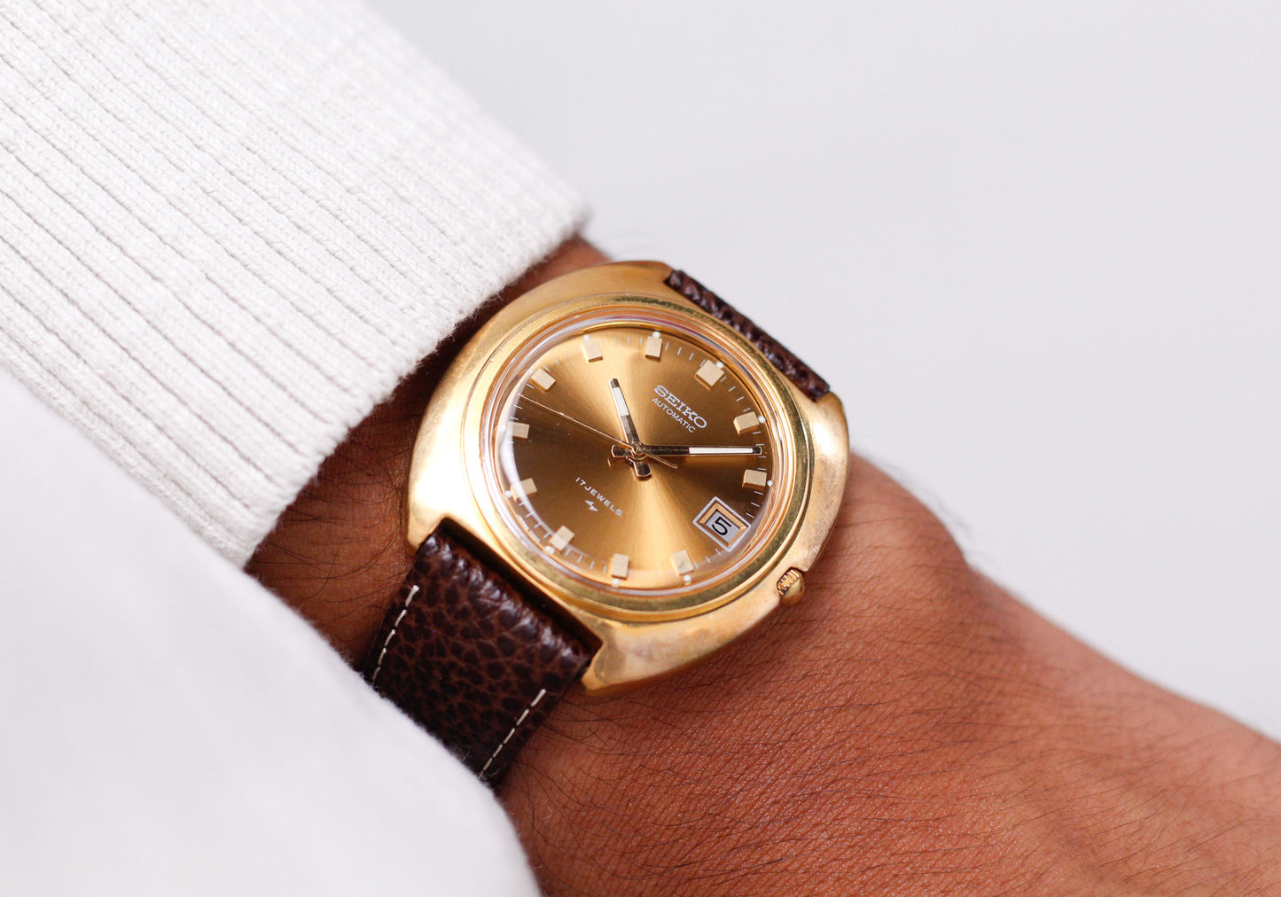 [Serviced] 1973 Seiko Automatic Golden Caramel Sunburst Dial Men's Wrist-Watch