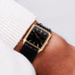 1990 Seiko Quartz Inky Black Dial Golden Tank Men's Wrist-Watch