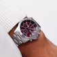 2001 Seiko Quartz Glossy Wine Red Dial Chronograph Men's Watch