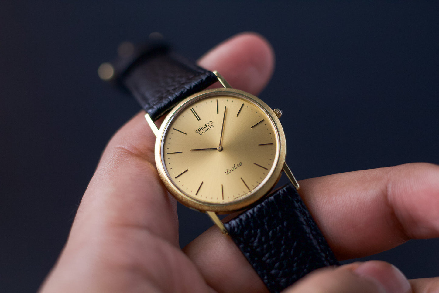 [Near Mint] 1983 Seiko Dolce Matte Sunburst Golden Dial Men's Wrist-Watch