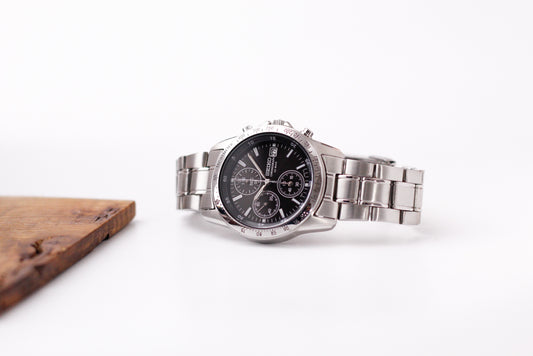 2008 Seiko Quartz Black-Sunburst Chronograph Men's Watch