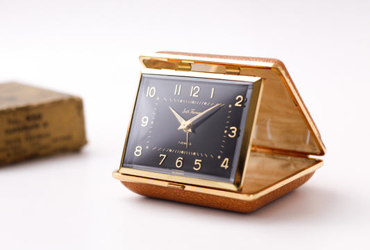 1960s Seth Thomas Mechanical Travel Alarm Clock W/Box