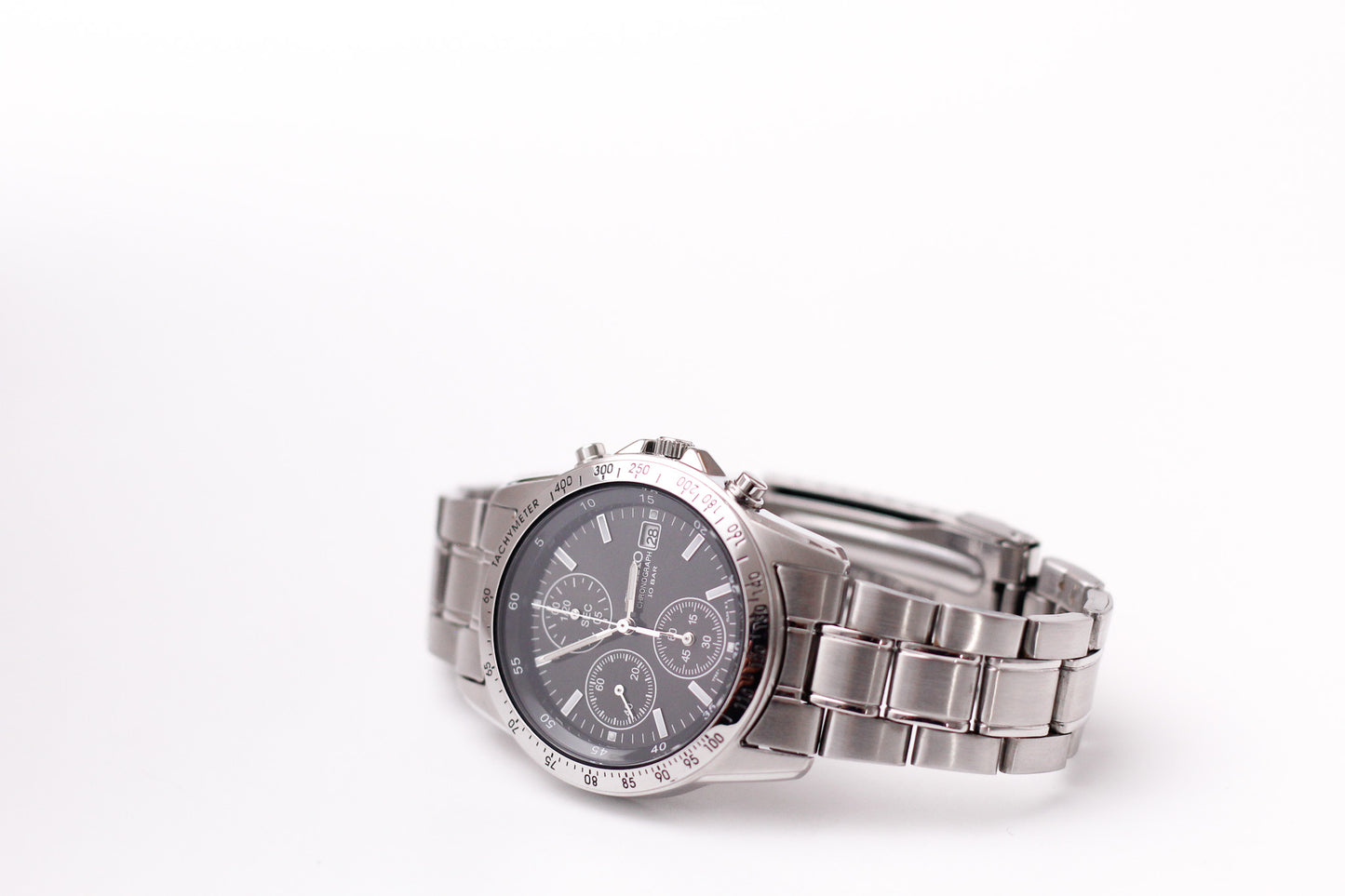 2008 Seiko Quartz Black-Sunburst Chronograph Men's Watch