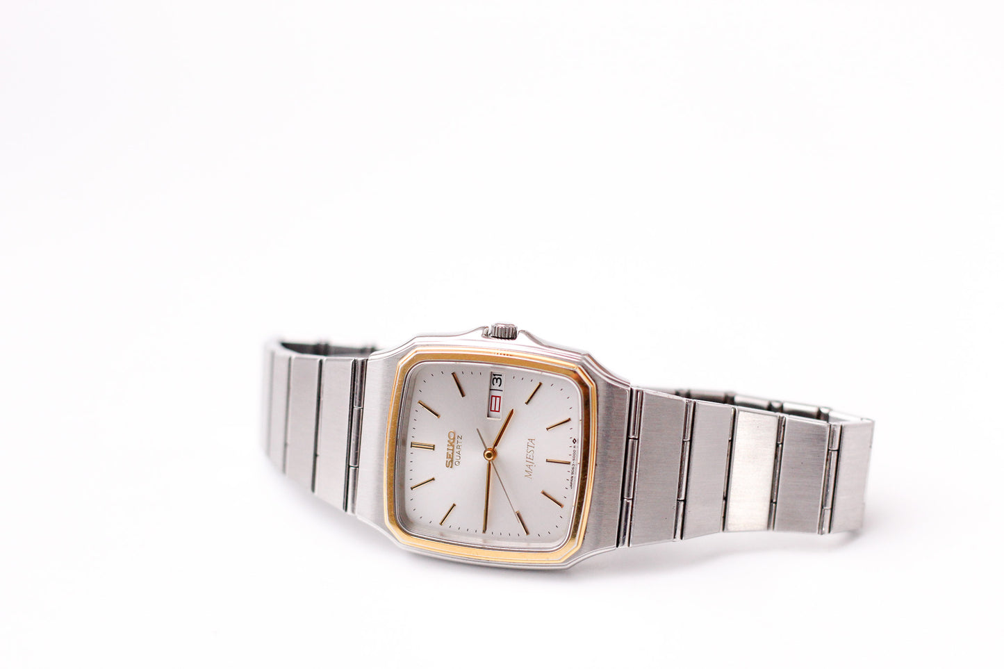 [Near Mint] 1983 Seiko Majesta Quartz Silver Sunburst Dial Two Tone Men's Wrist-Watch