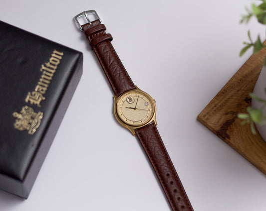1990s Hamilton Commemorative Edition Men's Quartz Wrist-Watch W/Box & Paper
